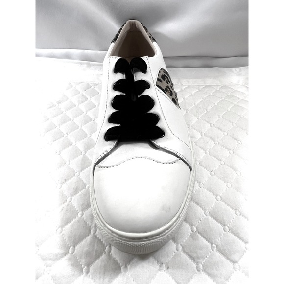 Kate Spade Leopard White Leather Sneaker Fez tennis shoe RARE print 8.5 B women - Picture 9 of 16